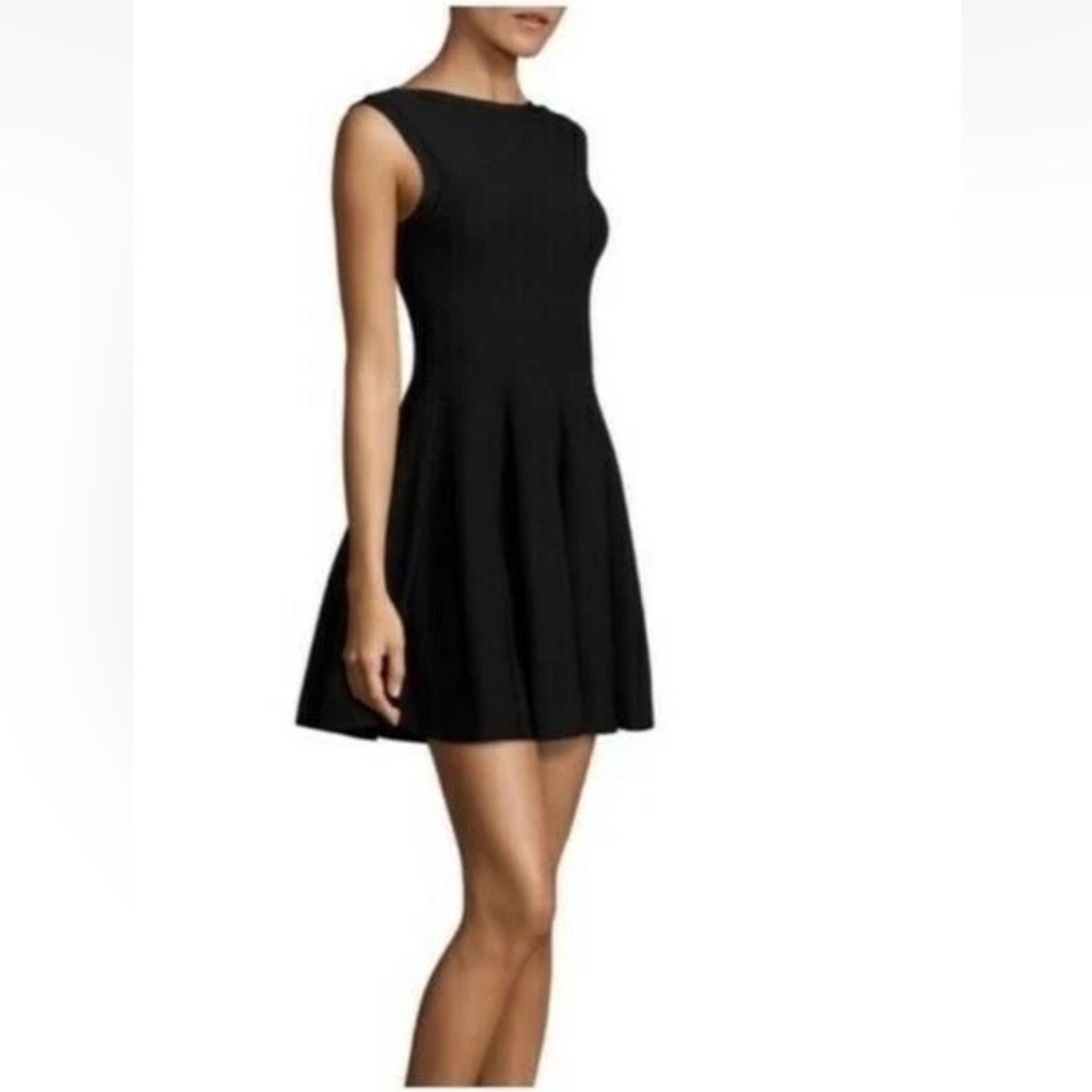 ALICE + OLIVIA Women's Rema Textured Black Ponte Fit & Flare Mini Dress Size 6
